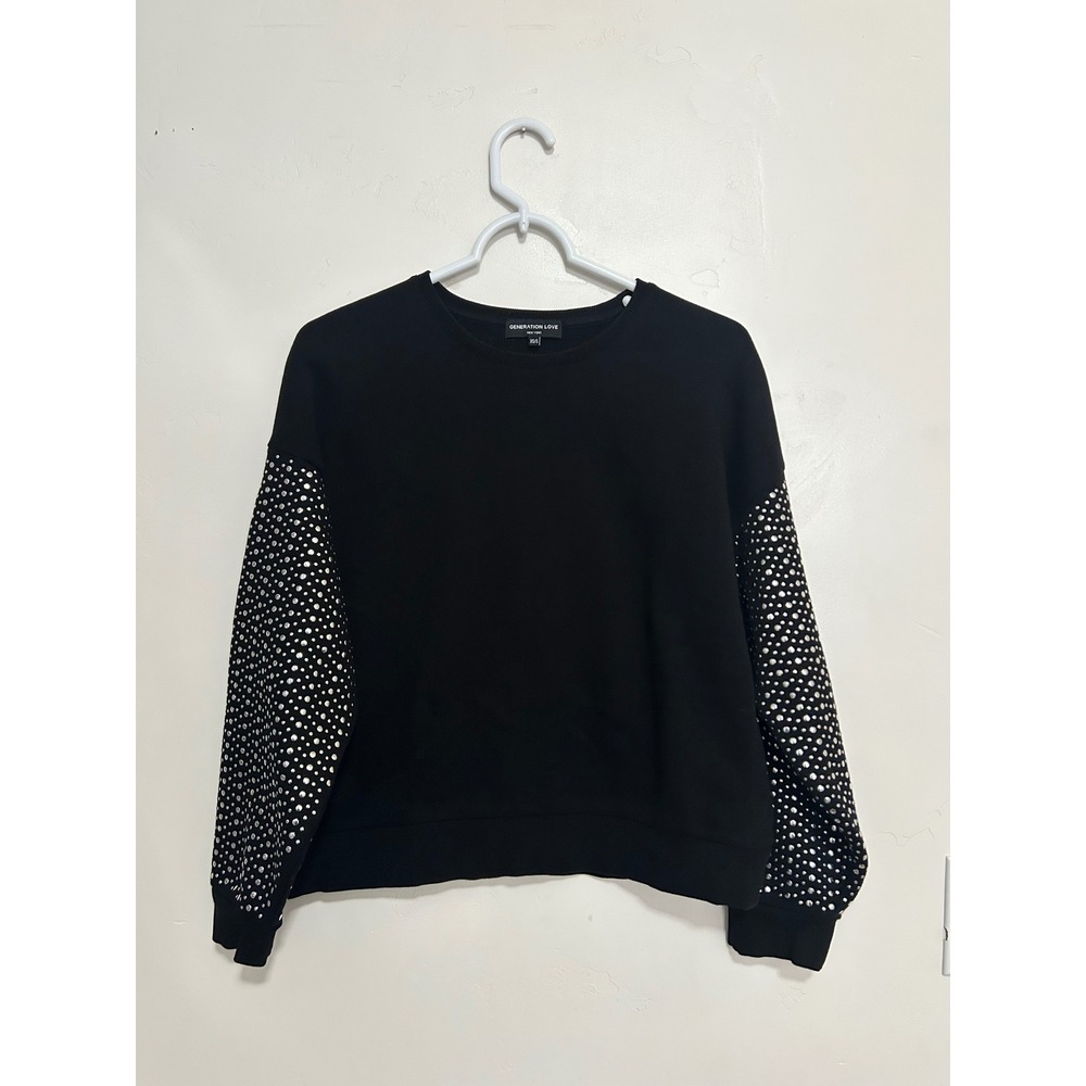 Generation Love Black Ariana ‎ Embellished Sleeve Sweatshirt Women's XS/S